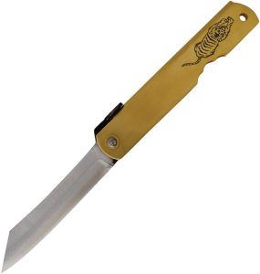 Higonokami Warikomi Tiger Folding Knife 3.25" Blue Paper Steel Blade