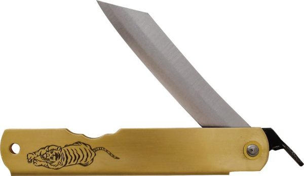 Higonokami Warikomi Tiger Folding Knife 3.25" Blue Paper Steel Blade