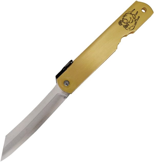 Higonokami Warikomi Folder Sheep 3.25" Blue Paper Steel Brass