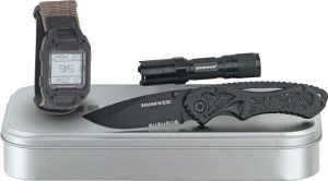 Humvee Recon Mission Ready Folding Knife/LED Light/Watch Gift Set