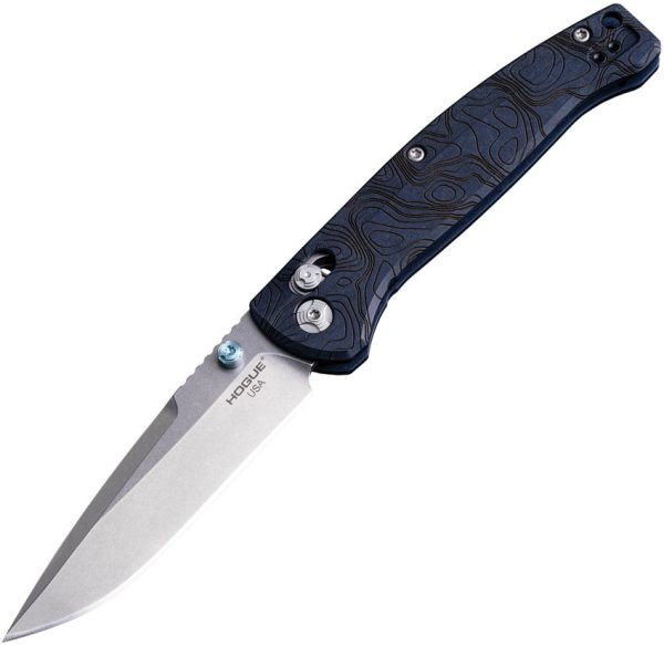 Hogue Mysto Manual Folding Knife CPM MagnaCut Blue Richlite