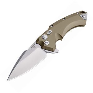 Hogue X5 Button Lock Tan Folding Knife CPM-154 Spear Blade