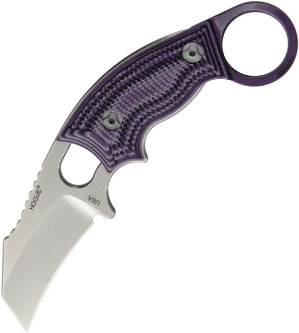 Hogue Ex-F03 Fixed Blade Hawkbill 154CM Purple G10 Knife