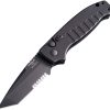 HO64120.jpg Hogue Auto Ballista I Folding Knife - 3.5" Black Cerakote Serrated Tanto Blade, Button Lock