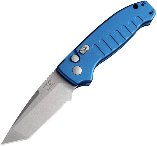 Hogue Auto Ballista Button Lock Tanto Blue Tumbled