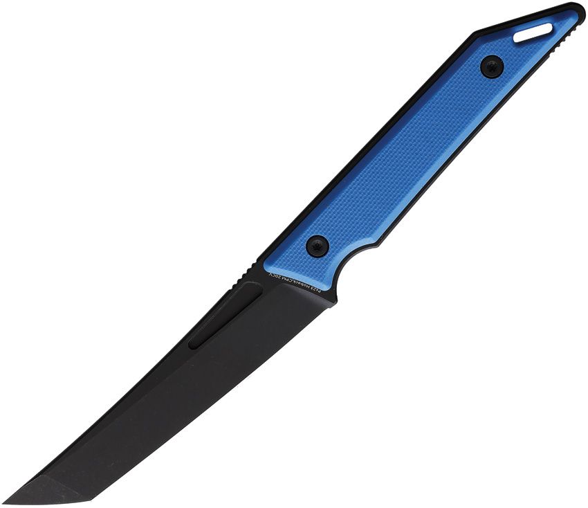 Hoback Knives Goliath Fixed Blade 3.25" CPM-20CV Black DLC Tanto Blue G10