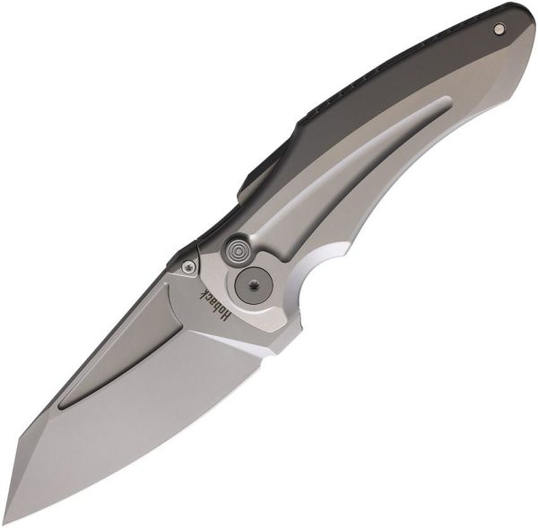 Hoback Knives Sumo Button Lock Light Gray Titanium