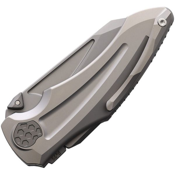 Hoback Knives Sumo Button Lock Light Gray Titanium