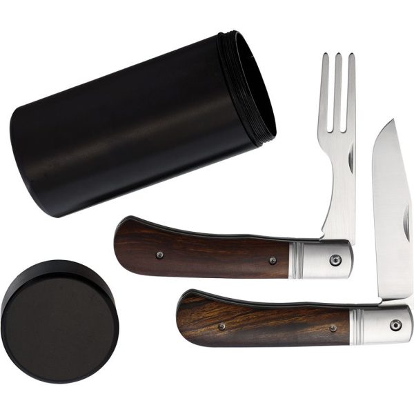 HPA Travel Picnic Set - Dual Blade Wood Handle Knife