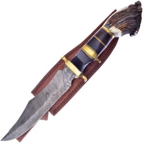 Hen & Rooster Bowie Deer Stag Damascus - 8.5 Inch Blade