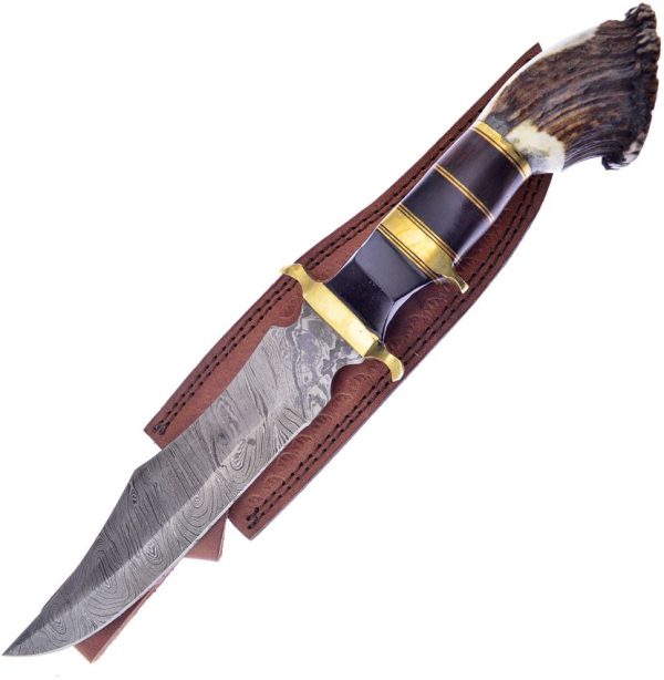 Hen & Rooster Bowie Deer Stag Damascus - 8.5 Inch Blade