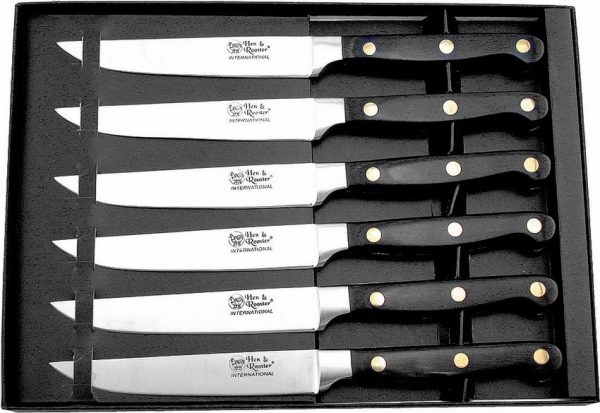 Hen & Rooster Int Steak Knife Set Black Wood