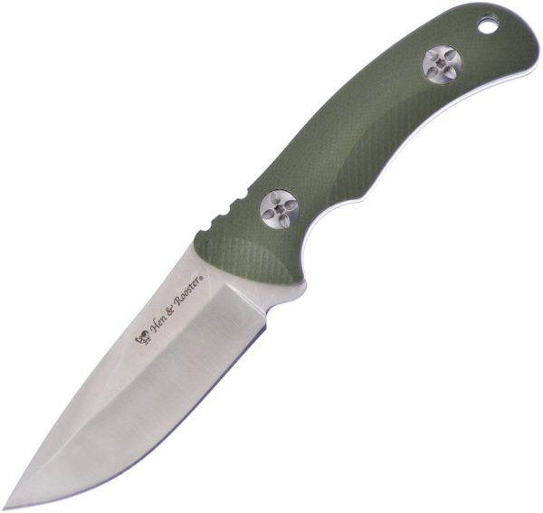 Hen & Rooster Fixed Blade Green G10 Handle 3.5" Satin Knife