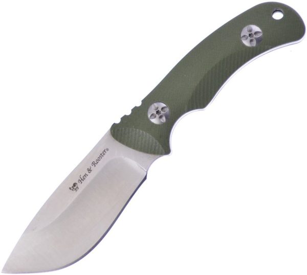 Hen & Rooster Fixed Blade Green G10 3" Stainless Steel Knife