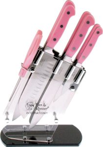 Hen & Rooster 7 Piece Kitchen Knife Set Pink Stainless Steel