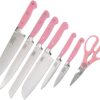 Hen & Rooster 7 Piece Kitchen Knife Set Pink Stainless Steel