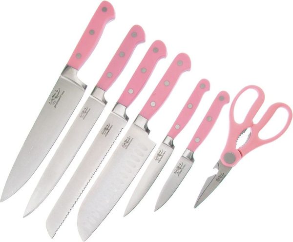 Hen & Rooster 7 Piece Kitchen Knife Set Pink Stainless Steel