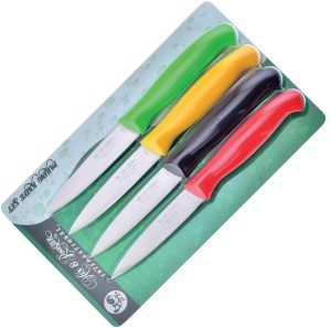 Hen & Rooster Paring Knife Set 4-Piece Colored