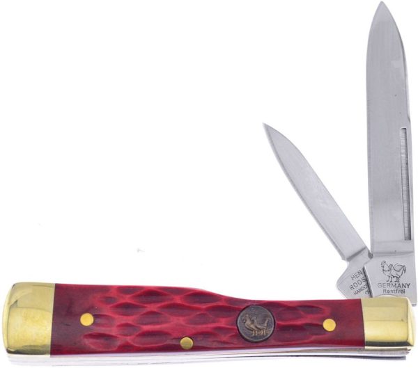 Hen & Rooster Gun Stock Red Pick Bone Folding Knife 1.4116