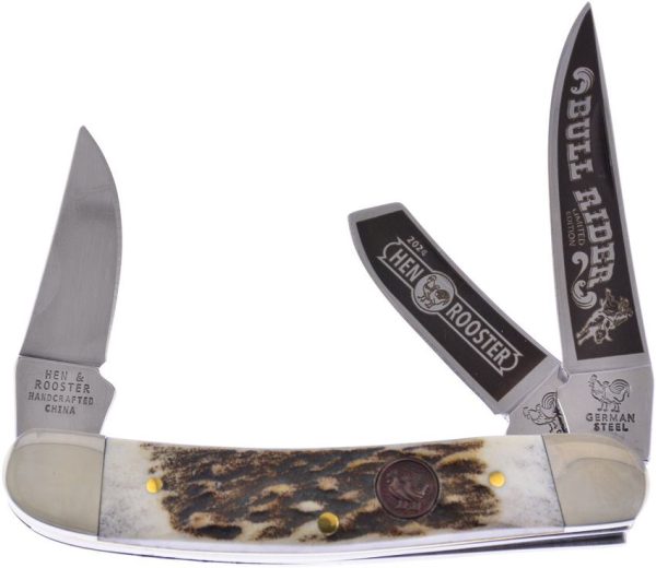 Hen & Rooster Sowbelly Stockman Bull Rider Folding Knife Deer Stag