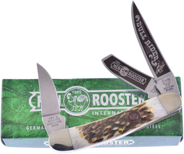 Hen & Rooster Sowbelly Stockman Bull Rider Folding Knife Deer Stag
