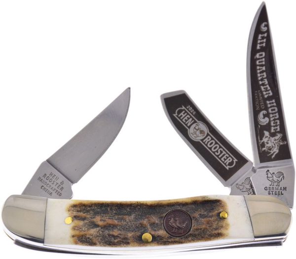 Hen & Rooster Sowbelly Stockman Quarter Folding Knife Deer Stag