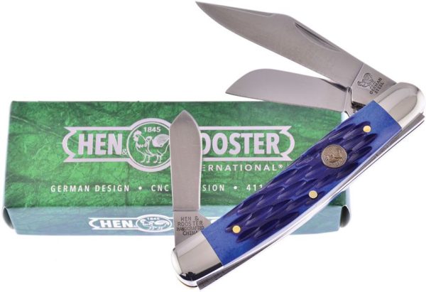 Hen & Rooster Stockman Blue Pick Bone Folding Knife 1.4116