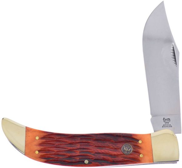 Hen & Rooster Large Folder Driftwood Bone Folding Knife 7"