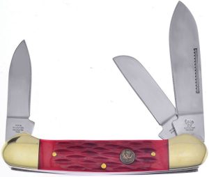 Hen & Rooster Gunboat Red Pick Bone Folding Knife 1.4116