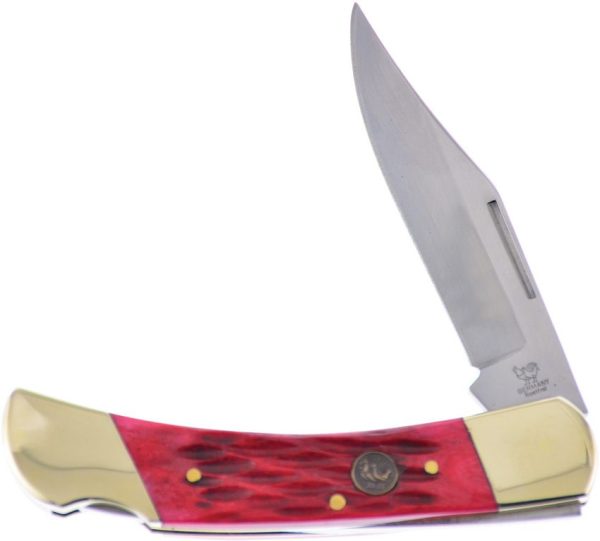 Hen & Rooster Lockback Red Pick Bone Folding Knife 3" Blade