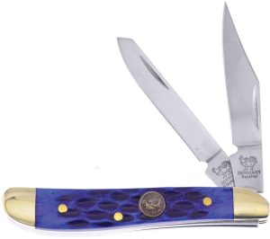 Hen & Rooster Peanut Blue Pick Bone Folding Knife 1.4116