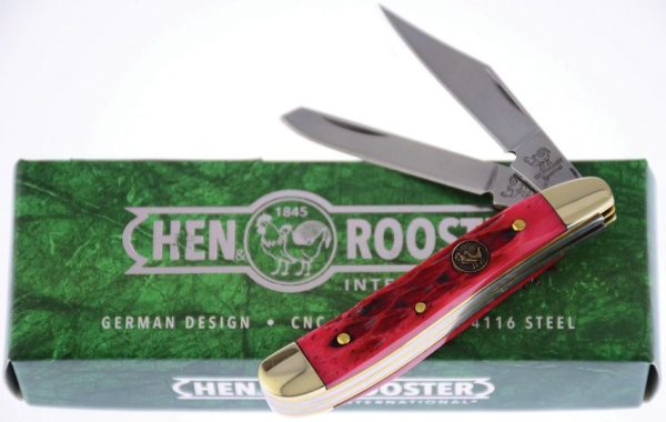 Hen & Rooster Peanut Red Pick Bone Folding Knife 1.4116 Stainless