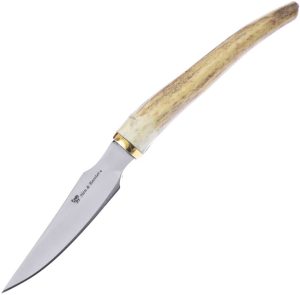 Hen & Rooster Stag Tip Bowie Fixed Blade Knife 3" Stag Handle