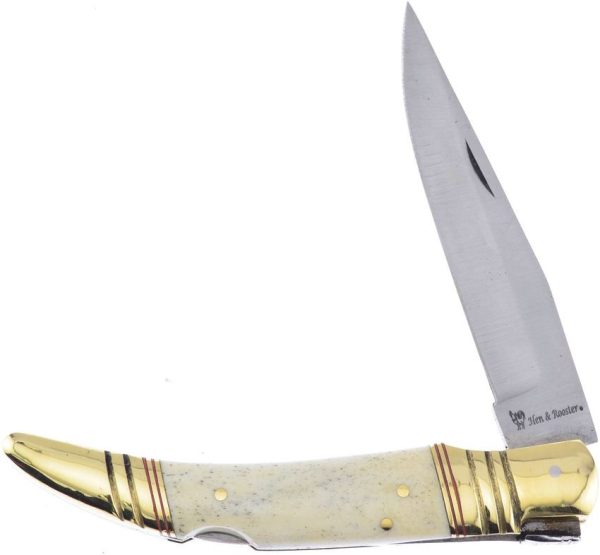 Hen & Rooster Lockback White Bone Folding Knife 1.4116 Steel