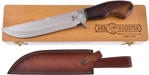 Hen & Rooster Bowie Rosewood 8.5" Fixed Blade Knife Damascus