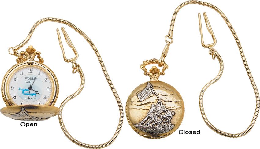 Infinity WWII Pocket Watch with Fighter Aircraft Dial and Gold Case