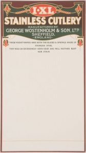 IXL Stainless Cutlery Display Card Vintage