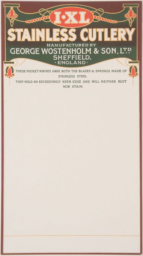 IXL Stainless Cutlery Display Card Vintage