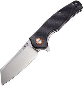 CJRB Crag Linerlock Black Folding Knife 3.75" Stonewash Blade