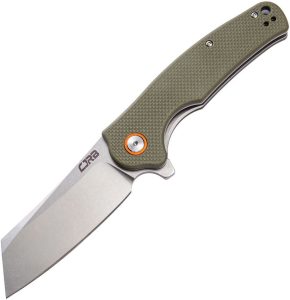 CJRB Crag Linerlock Folding Knife Green G10 3.75" Stonewash