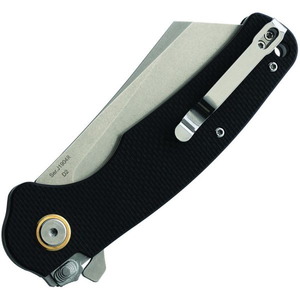 CJRB Crag Linerlock Folding Knife D2 Steel Black G10
