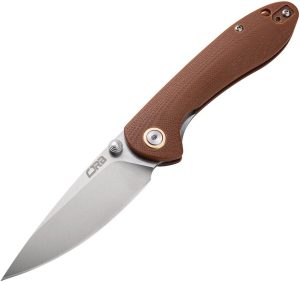 CJRB Small Feldspar Brown G10 D2 Folding Knife Pocket Clip