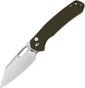 CJRB Pyrite Button Lock Folding Knife Green G10 AR-RPM9