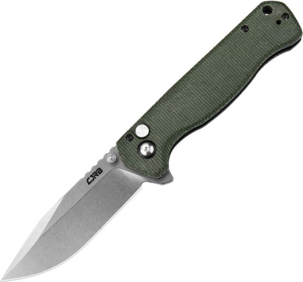 CJRB Chord Button Lock Green Canvas Micarta Folding Knife