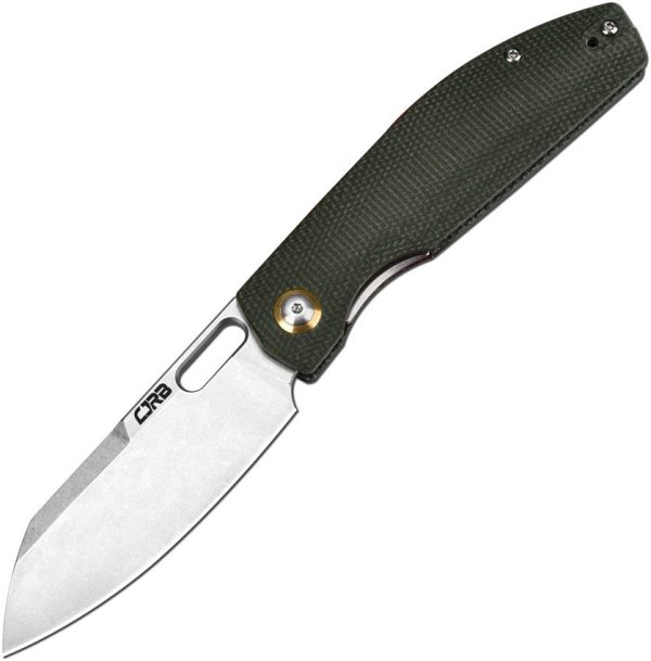 CJRB Ekko Linerlock Green Canvas Micarta Folding Knife