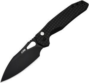 CJRB Frack Button Lock Black Folding Knife AR-RPM9 Steel