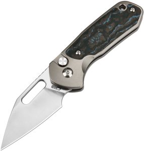 CJRB Mini Pyrite S90V Wharncliffe Folding Knife Gray Titanium