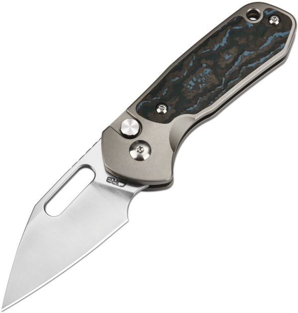 CJRB Mini Pyrite S90V Wharncliffe Folding Knife Gray Titanium