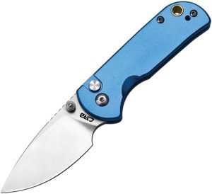CJRB Mica Button Lock Blue Folding Knife AR-RPM9 Steel