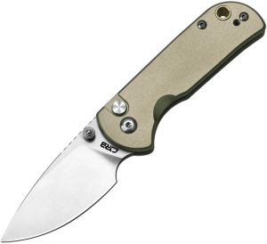 CJRB Mica Button Lock Green Folding Knife AR-RPM9 Blade